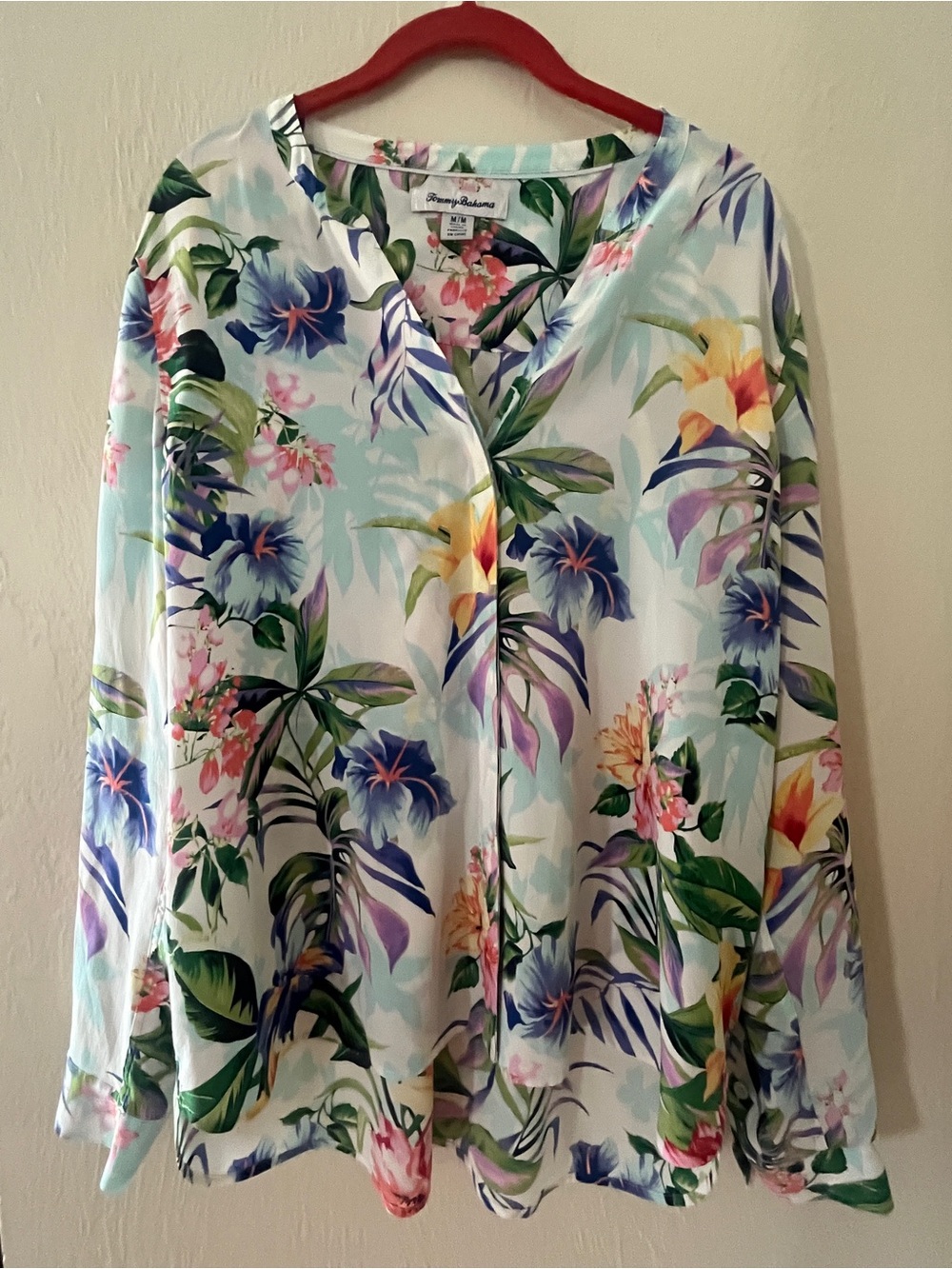 Tommy Bahama White Tropical Floral Button-Front Blouse